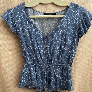 One Clothing Blue Polka Dot Top